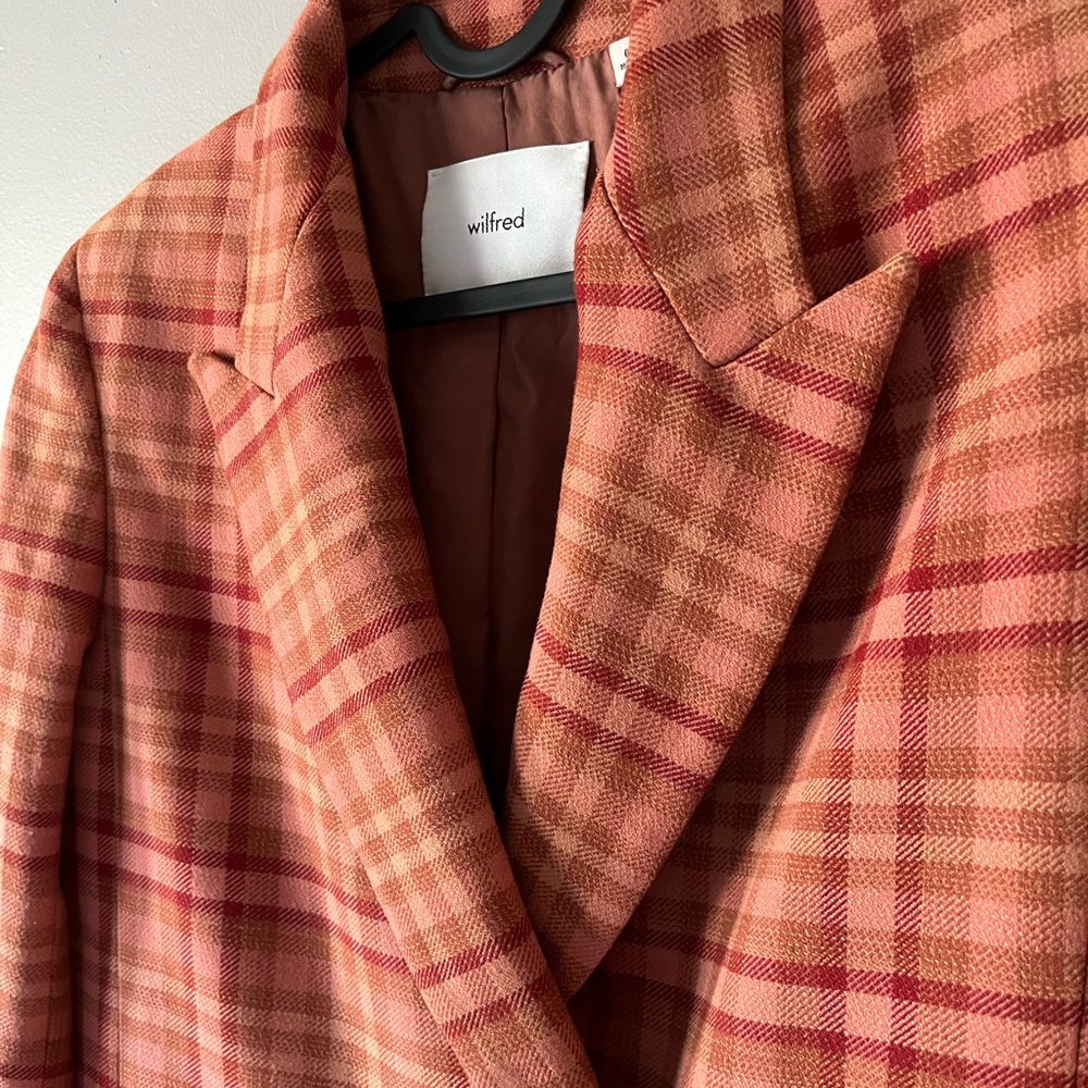 Wilfred Orange and Tan Plaid Double-Breasted Destiny Blazer - Picture 4 of 9